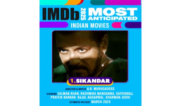 फिल्म सिकंदर ने आईएमडीबी की 2025 की सबसे बहुप्रतीक्षित भारतीय फिल्मों की सूची में पहला स्थान हासिल किया