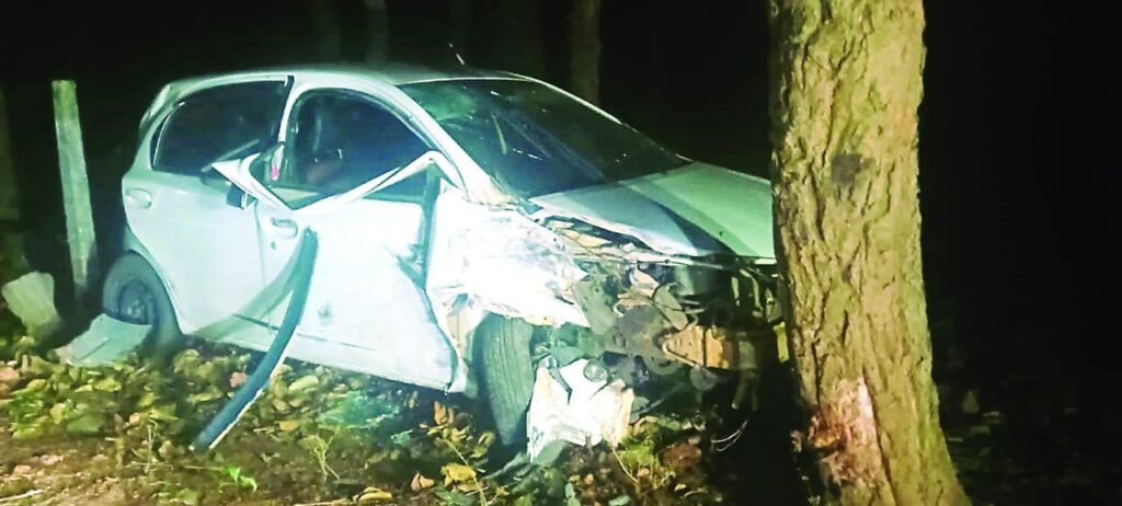 अनियंत्रित कार पेड़ से टकराई, चालक गंभीर