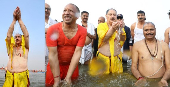 भाजपा के राष्ट्रीय अध्यक्ष जेपी नड्डा ने संगम में लगाई पावन डुबकी