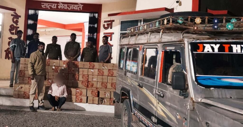 अवैध शराब परिवहन के विरुद्ध पुलिस की कार्यवाही