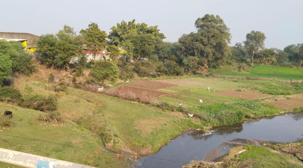 डेरियों के बीच बह रही परियट नदी, मिल रहा गोबर