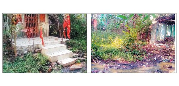 नौ साल से मंदिर परिसर में आ रहा सीवेज का पानी