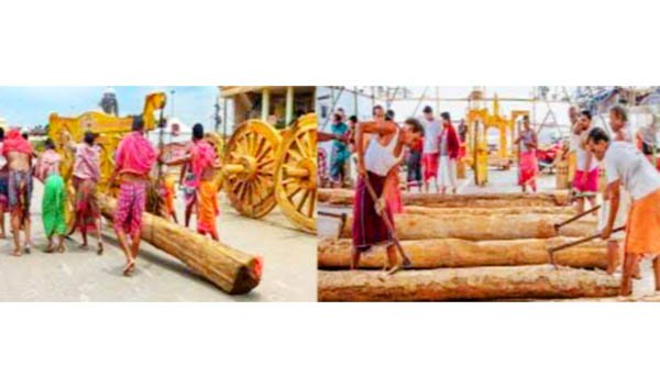 रथ निर्माण के लिए लकड़ियाँ काटने के लिए सेवक कटक रवाना