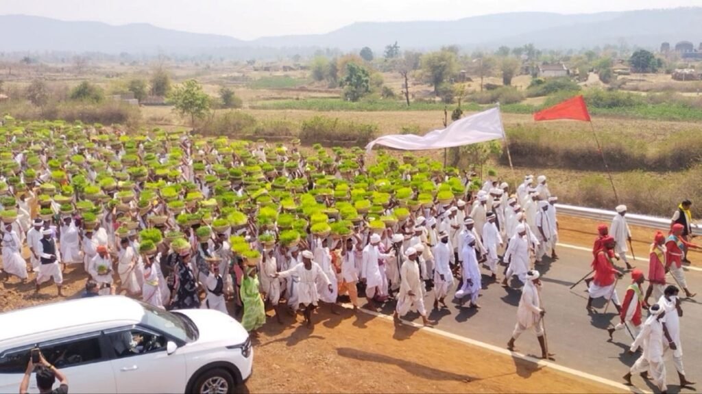 चौगान की मढिय़ा पर सफेद वस्त्र और सिर में रखे जवारे देखने उमड़े लोग