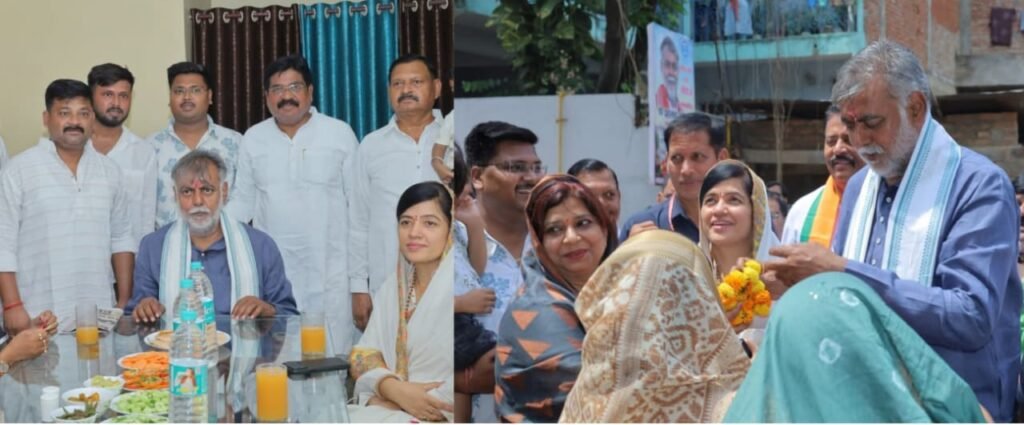 पूर्व भाजपा जिलाध्यक्ष के घर पर मंत्री पटेल का हुआ स्वागत