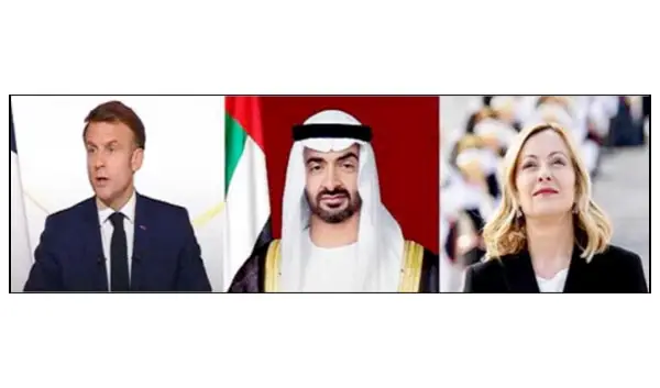 यूएई के राष्ट्रपति ने पश्चिमी एशिया में तनाव पर फ्रांस और इटली के नेताओं से चर्चा की