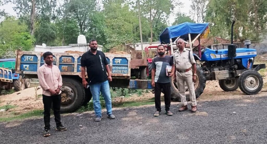 रेत का अवैध परिवहन कर रही ट्रैक्टर ट्रॉली जब्त 