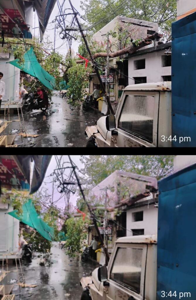 बारिश में खुली सफाई की पोल, बारिश से पेड़-पोस्टर बैनर धराशाही