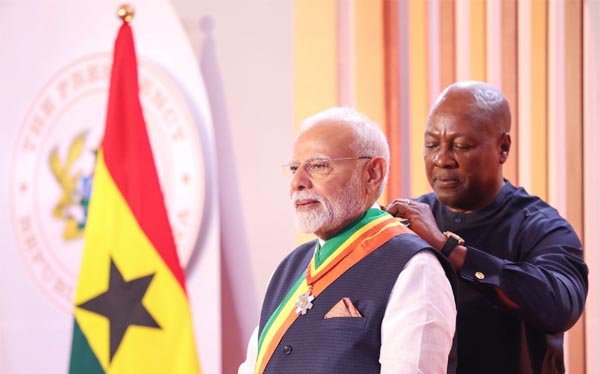 प्रधानमंत्री मोदी को घाना के सर्वोच्च राष्ट्रीय सम्मान से किया सम्मानित