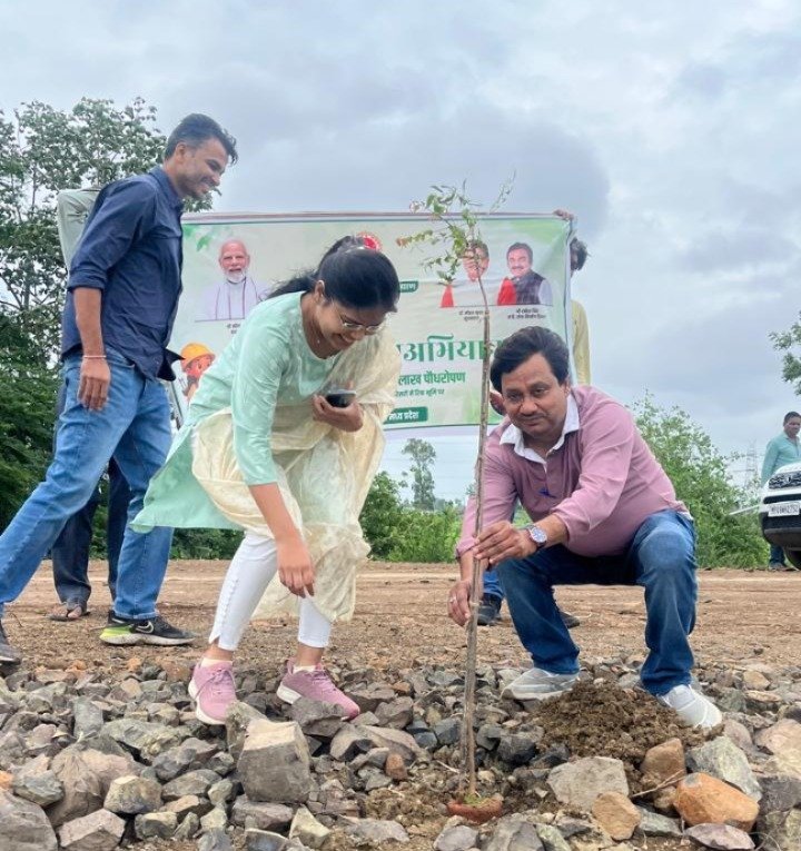 शहर में लोक निर्माण विभाग द्वारा पौधरोपण