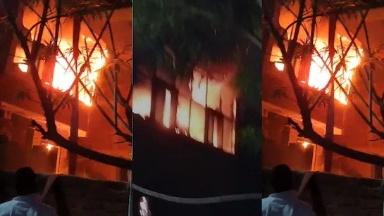घर में लगी भीषण आग, मकान के अंदर सो रहे लोग आग की लपटों में घिरे, लाखों का सामान जलकर खाक