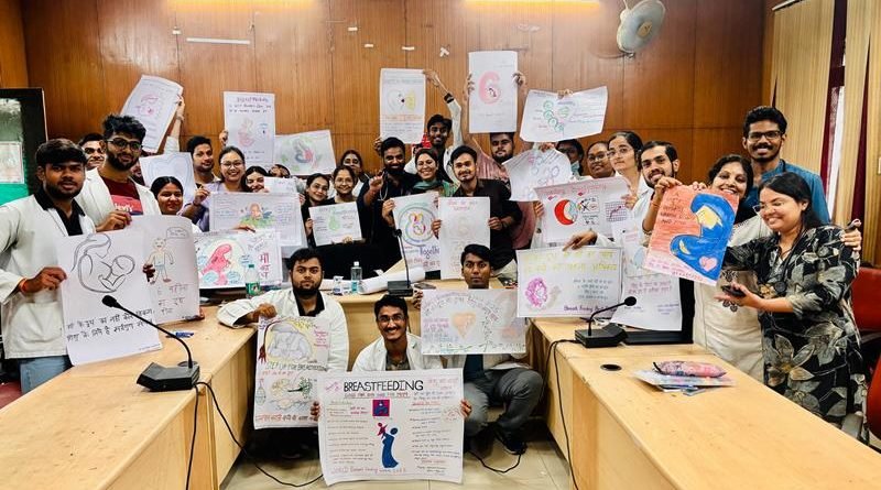 मां के स्तनपान भाव को जूनियर डॉक्टर्स ने चित्रों में उकेरा