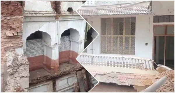 नाती राजा की बारिश से 200 साल पुरानी  रियासती इमारत ढही, बड़ा हादसा टला