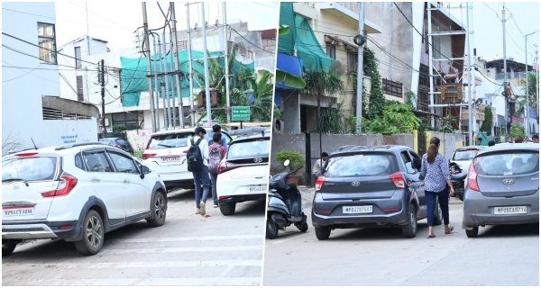 सड़क किनारे अवैध पार्किंग से कोलार रोड पर ट्रैफिक जाम की समस्या गहराई