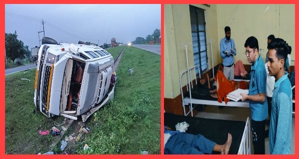 पचोर के समीप बस पलटी, भरतपुर से उज्जैन जा रहे दर्जन भर तीर्थयात्री घायल