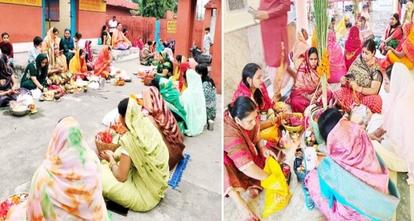 जीवित्पुत्रिका व्रत पर शिवधाम मंदिर में व्रती महिलाओं ने किया पूजन अर्चन