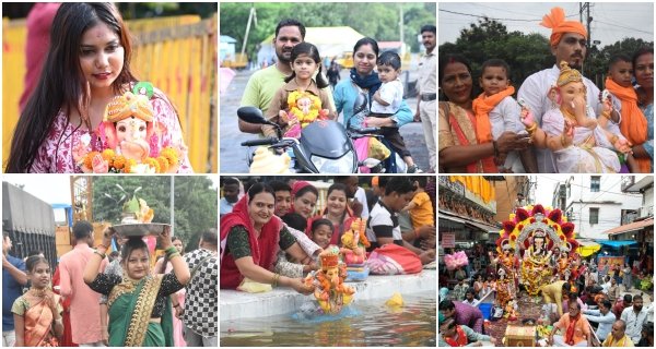 झमाझम बारिश के बीच बप्पा को दी विदाई, अब अनंत चतुर्दशी का रहेगा इंतजार