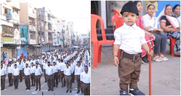 मंगलवारा बस्ती भोज नगर से पथ संचलन, 2 साल का सबसे छोटा स्वयंसेवक