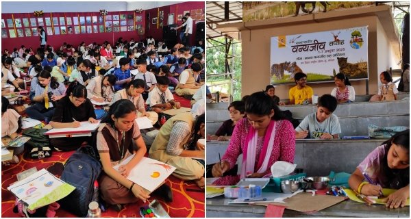 वन विहार में वन्यप्राणी सप्ताह: मानव-वन्य जीव सहअस्तित्व थीम पर पेंटिंग प्रतियोगिता