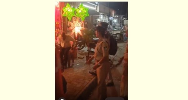 टावर चौराहा में पुलिस का संयुक्त अभियान