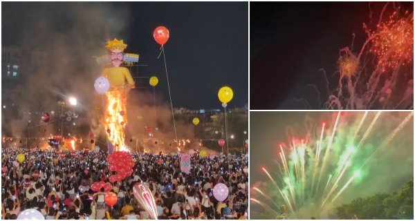 रावण दहन के साथ आतिशबाजी का भव्य नजारा