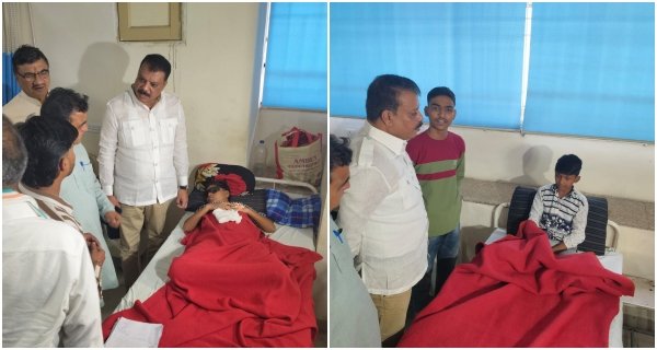 कार्बाइड गन हादसे में घायल बच्चों से मिले नेता प्रतिपक्ष सिंघार