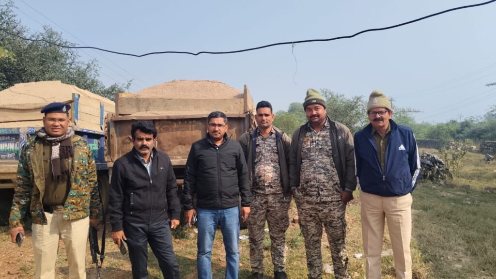 बड़ी छापामारी : रेत व गिट्टी के अवैध परिवहन में लिप्त 6 वाहन जब्त