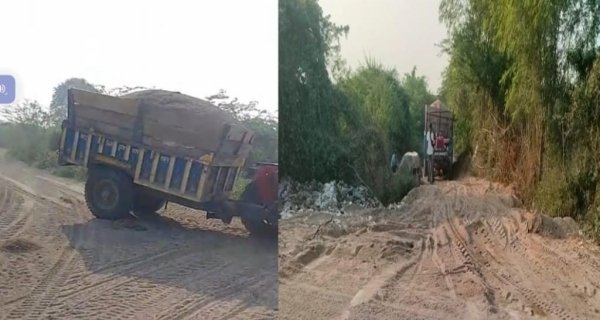 रेत की अवैध खुदाई, सिंध नदी और वन क्षेत्र से निकल रही रेत