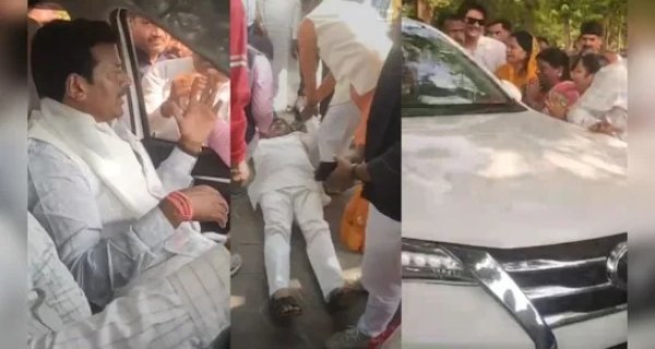 ग्वालियर में सियासी ड्रामा, सांसद की कार के सामने लेटा भाजपा नेता