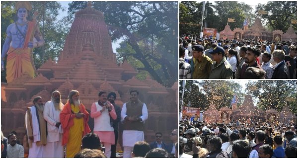 युवा सदन पर श्रीराम मंदिर की भव्य प्रतिकृति का सीएम डॉ यादव ने किया शुभारंभ