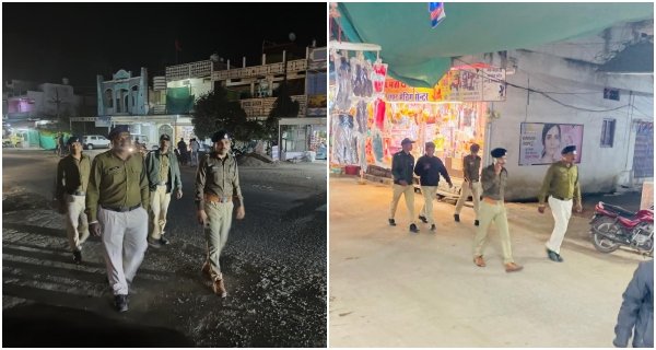 सुरक्षा सुनिश्चित करने पुलिस ने निकाला पैदल मार्च