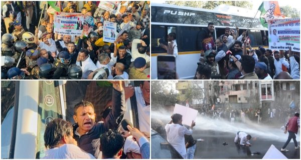 ईडी के दुरुपयोग के खिलाफ कांग्रेस का प्रदर्शन, कार्यकर्ताओं पर वाटरकैनन और हिरासत में लिया