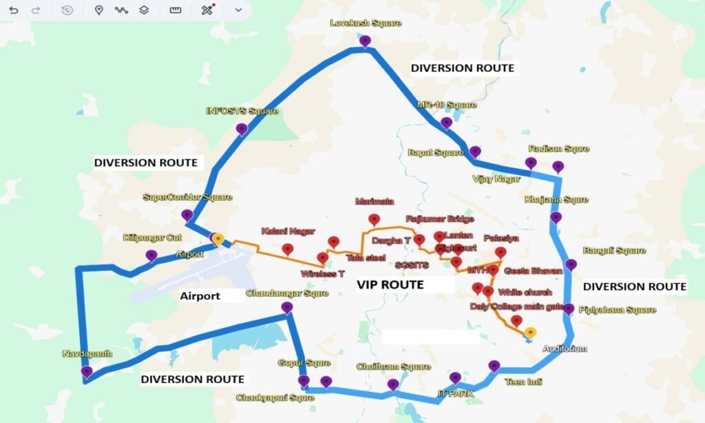 आज उपराष्ट्रपति का कार्यक्रम:  दोपहर 2 से शाम 5 बजे तक एयरपोर्ट–पलासिया रूट रहेगा बंद