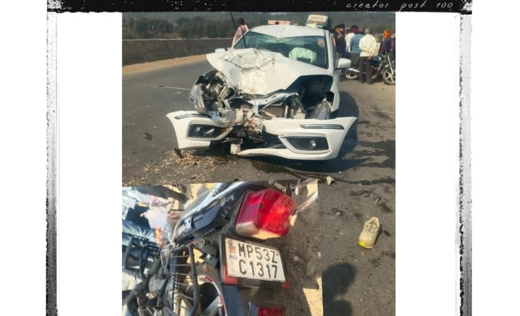 राष्ट्रीय रजमार्ग झोखो में बाइक व कार की भिड़ंत, बाइक सवार गंभीर घायल