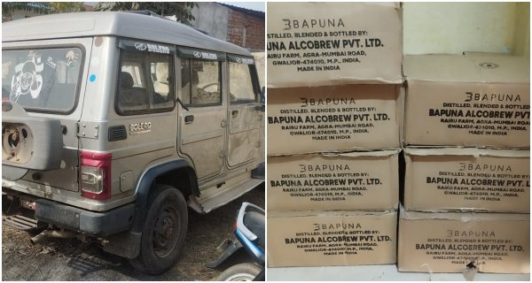 बोलेरो से ढुल रही शराब पकड़ाई