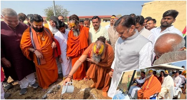 जगतगुरू राजेन्द्र दास महाराज ने बसामन मामा के दर्शन कर पीपल वृक्ष रोपित किया