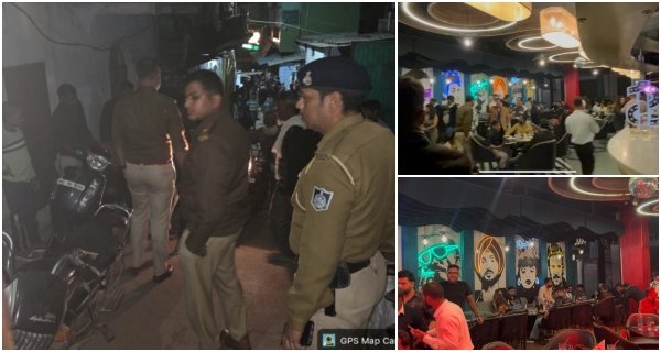 देर रात तीन बारों मेंं पुलिस की  छापेमारी