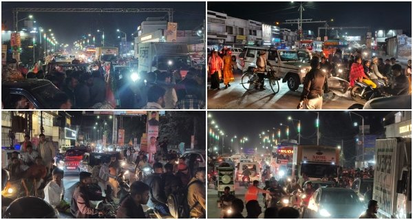 ओवर ब्रिज से लेकर रीवा रोड पर लगा जबरदस्त जाम