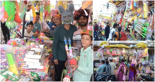 होली से पहले रंग गुलाल और पिचकारियों की जमकर हुई खरीददारी