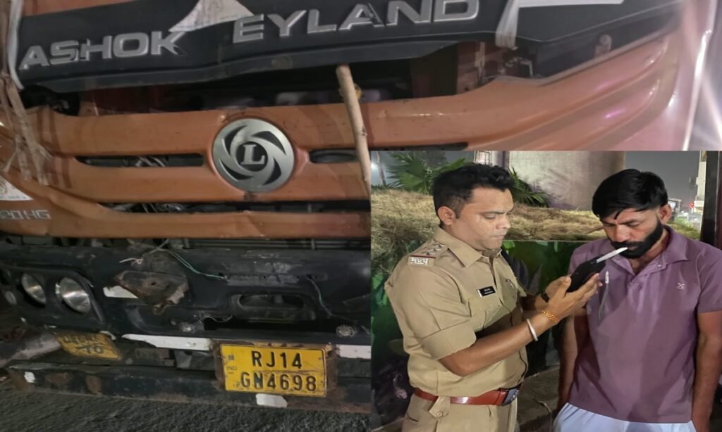 शराब के नशे में ट्रक चलाते पकड़ा, ट्रैफिक पुलिस ने जब्त किया वाहन